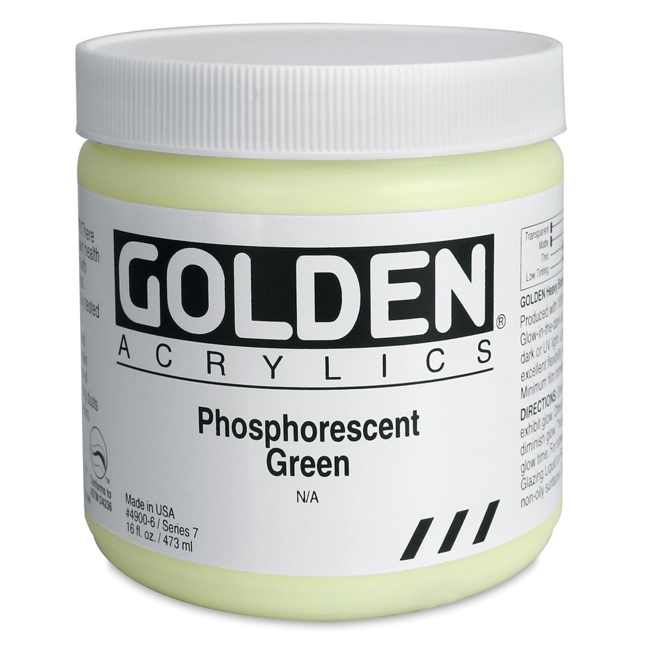 Golden Heavy Body Artist Acrylics - Phosphorescent Green, 16 oz jar